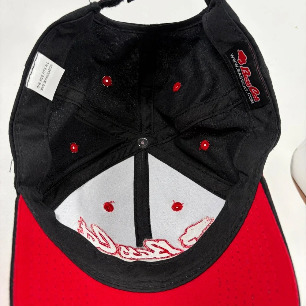 Bass Cat Total Performance Cap Hat Black Red Embroidered Fishing OS